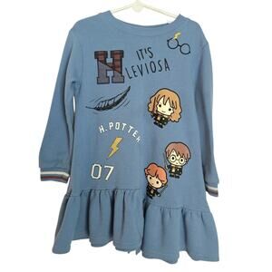 Girls Harry Potter Blue Dress with Patches & Graphics